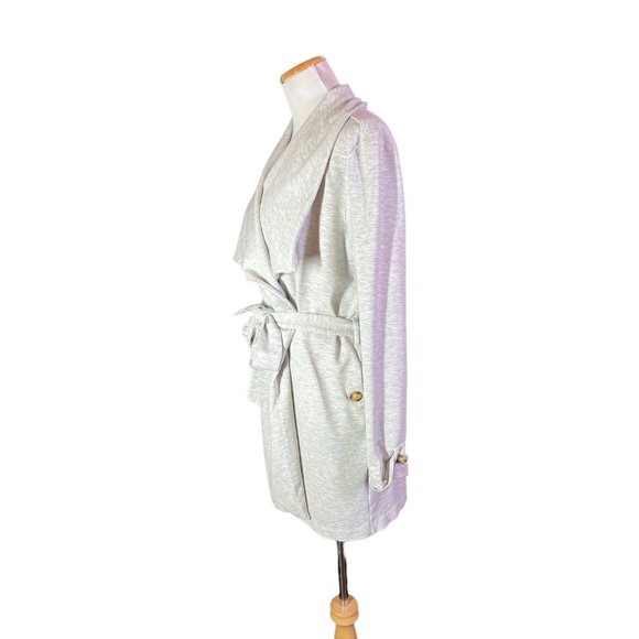 Gibsonlook Size M Heathered Grey Knit Cardigan Jacket Tie Waist - Picture 8 of 10